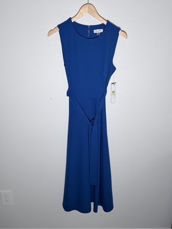 Calvin Klein Dresses & Skirts - Calvin Klein Cobalt Blue Sleeveless Midi Dress with Waist Tie